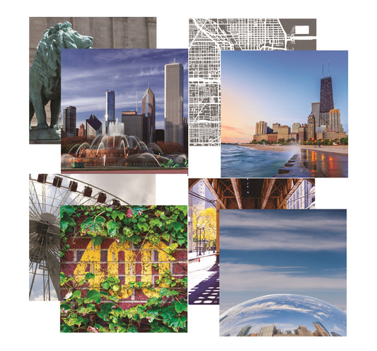 Chicago - 12X12 Travel Scrapbook Paper Assortment Set - 4 sheets